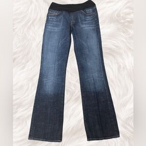 Women's Dark Wash Maternity Bootcut Jeans with Black Waistband